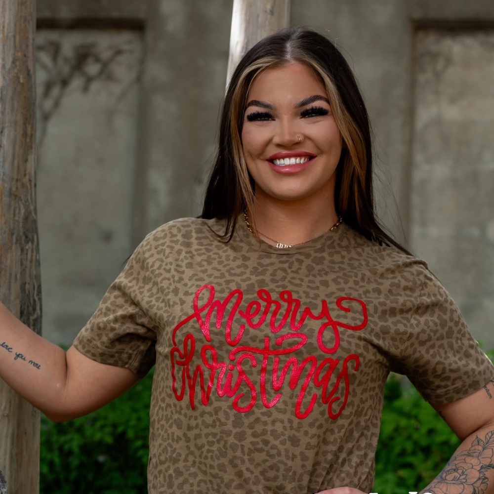 Leopard Print Merry Christmas T-Shirt